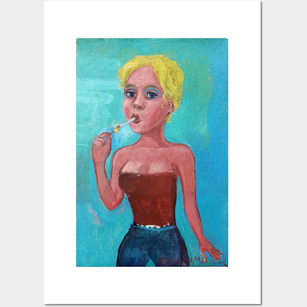 Blonde girl with cigarette Wall Art by diegomanuel